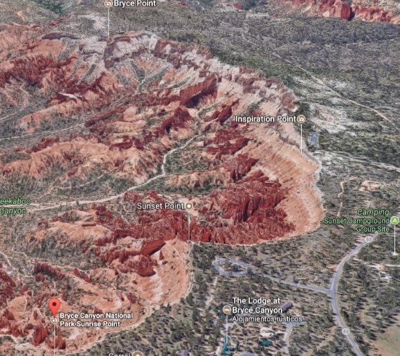 Mapa 3D Bryce Canyon. Cortería de Google