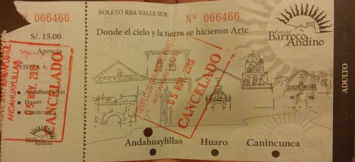Ticket Andahuaylillas